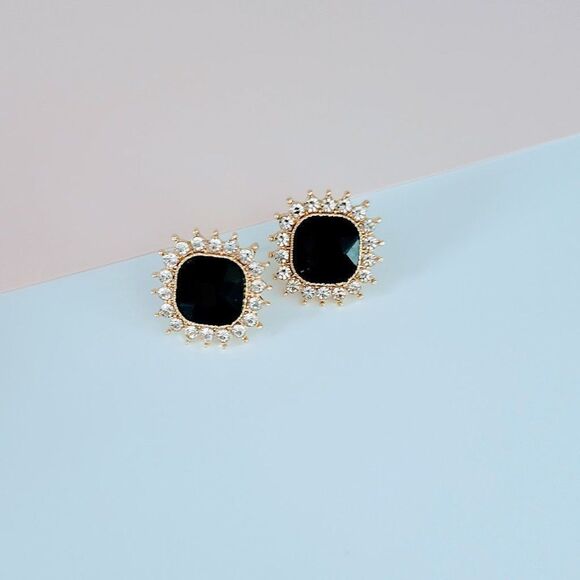 Jewelry - 5/$25 Black Crystal Large Stud Earrings